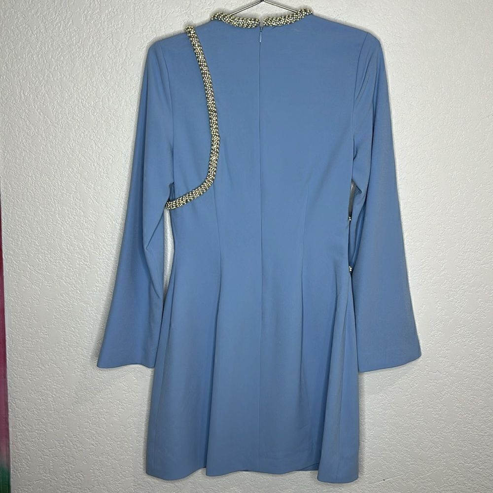 NWT SIMKHAI Katharine Embroidery Cut-out Mini Dress French Blue Size 4 - Picture 6 of 16